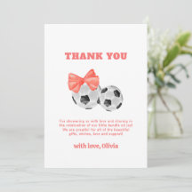 Coral Pink Oh Baby Bow Soccer Sport Baby Shower
