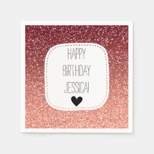 Coral Pink Ombre Faux Glitter Servetten