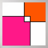 Coral Pink Oranje White Squares Poster (Voorkant)