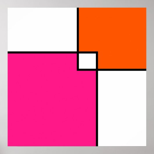 Coral Pink Oranje White Squares Poster (Voorkant)