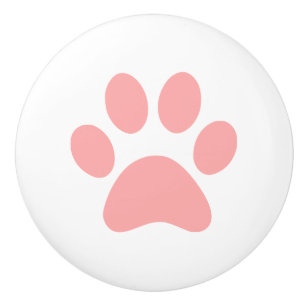 Coral Pink Paw Druk puppy dog cat of andere dierli Keramische Knop