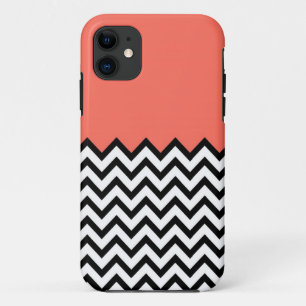 Coral Pink Peach Kleurenblok Chevron iPhone 5 Hoes