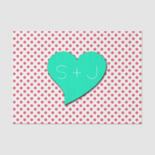 Coral Pink Polka Dots-Monogram van Shirley Taylor Tissuepapier