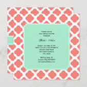 Coral Pink Quatrefoil en Mint Green Vrijgezellenfe Kaart (Voorkant / Achterkant)