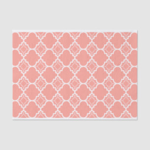 Coral Pink Quatrefoil Geometric Patroon Tissuepapier