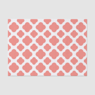 Coral Pink Quatrefoil Patroon Tissuepapier