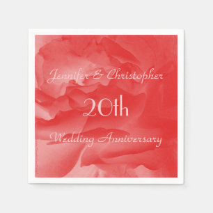 Coral Pink Rose, 20th Wedding Jubileum Paper Servet