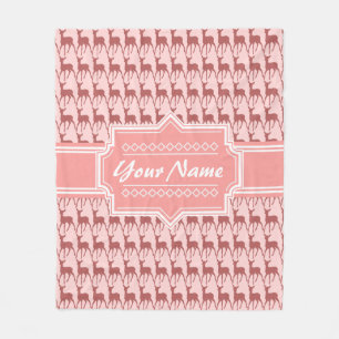 Coral Pink Salmon Deer Pattern   Gepersonaliseerd Fleece Deken