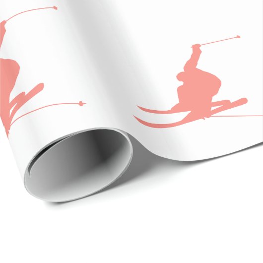 Coral Pink Ski Cadeaupapier (Rol Hoek)