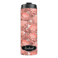 Coral Pink Tropical Floral Pattern met Monogram