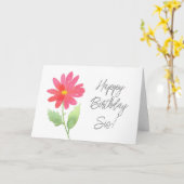 Coral Pink Waterverf Daisy Kaart (Gele Bloem)