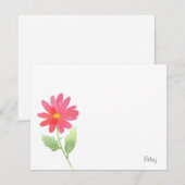 Coral Pink Waterverf Daisy Notitiekaartje (Voorkant / Achterkant)