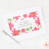 Coral Pink Waterverf Daisy Pattern 2 Rechthoekige Sticker (Envelop)