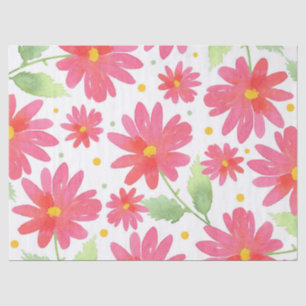 Coral Pink Waterverf Daisy Pattern 2 Tissuepapier