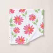 Coral Pink Waterverf Daisy Pattern Bad Handdoek (Wasdoekje)