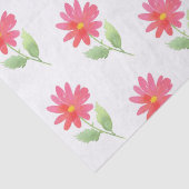 Coral Pink Waterverf Daisy Pattern Tissuepapier (Detail)