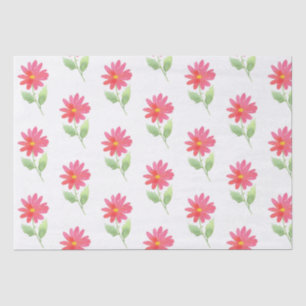 Coral Pink Waterverf Daisy Pattern Tissuepapier