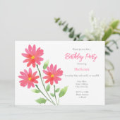 Coral Pink Waterverf Daisy Stems Kaart (Staand voorkant)