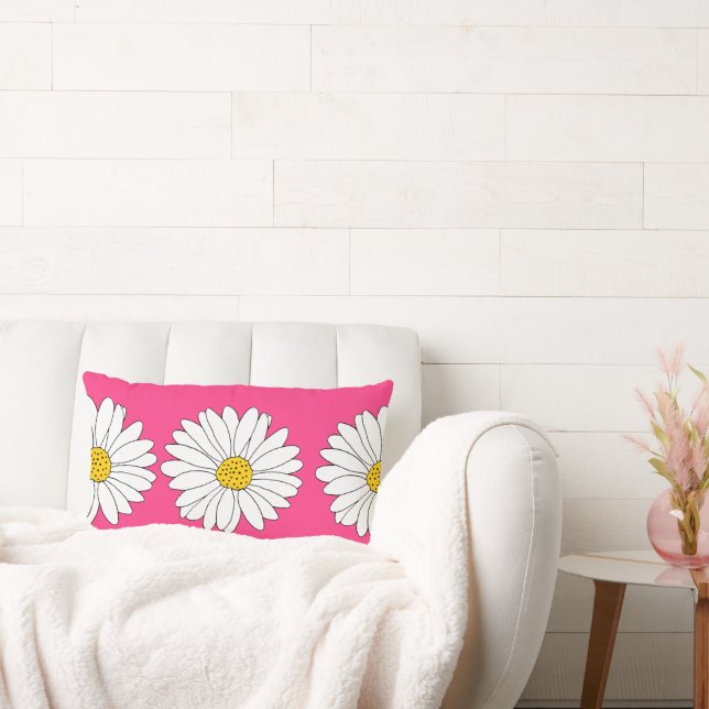 Coral Pink Yellow White Daisy Pattern Kussen (Bank)