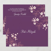Coral Plum Damask Bat Mitzvah Uitnodigingen (Voorkant / Achterkant)