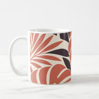 Coral Plum Tropical Leaf Silhouette Koffiemok