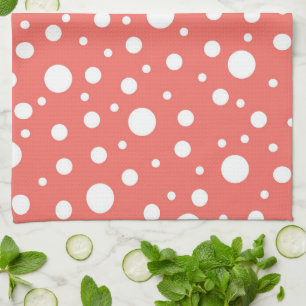Coral Polka Dot Theedoek