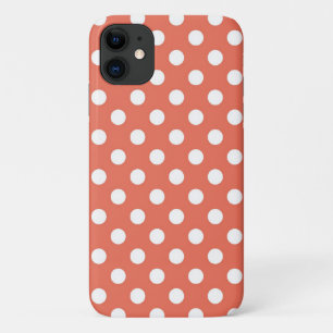 Coral Polka Dots Pattern iPhone 11 Hoesje