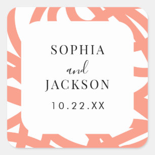Coral Pop Modern Abstract Plein bruiloft Sticker