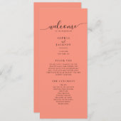 Coral Pop Modern minimalistisch huwelijksprogramma Programma (Voorkant / Achterkant)