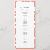 Coral Pop Moderne Mariage Abstrait Programme (Dos)
