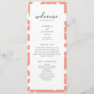 Coral Pop Moderne Mariage Abstrait Programme