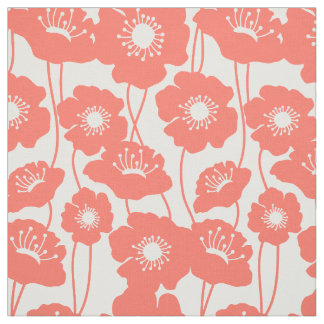 Coral Poppies Pattern Stof