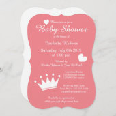 Coral princesse couronne invitation bébé douche (Devant / Derrière)