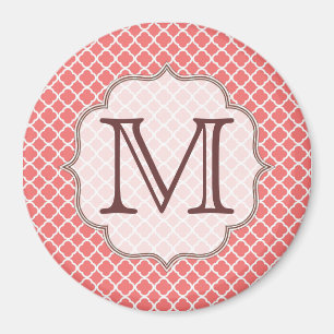 Coral Quaterfoil Latti Monogramme Aimant initial