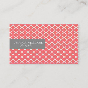 Coral Quatrefoil Cartes de visite