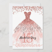 Coral Quinceanera Anniversaire Invitation Cumplean (Devant)