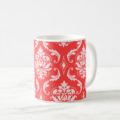 Coral Red Classic Damask Patroon Koffiemok (Voorkant rechts)