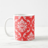 Coral Red Classic Damask Patroon Koffiemok (Links)