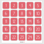 Coral Red Customizable Square Number Stickers  (Feuille)