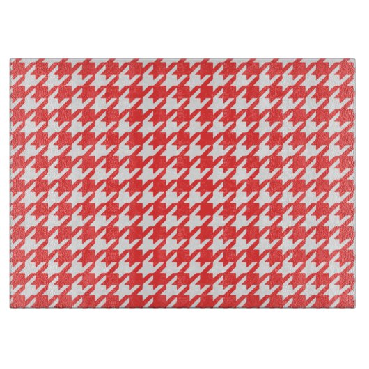 Coral Red en White Houndstooth Pattern Snijplank (Voorkant)