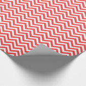 Coral Red en White Large Chevron Pattern V Cadeaupapier (Hoek)