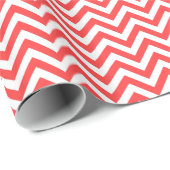 Coral Red en White Large Chevron Pattern V Cadeaupapier (Rol Hoek)