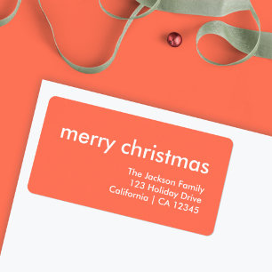 Coral Red Kerstmis Minimale retouradres Etiket
