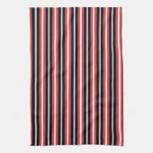 Coral Red Navy Blue White Stripes Theedoek (Verticaal)