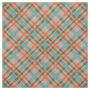 Coral Red Oranje Turquoise Blue Pset Pattern Stof
