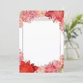 Coral Red Pink Botanische Boho Floral Afstuderen Aankondiging (Staand voorkant)