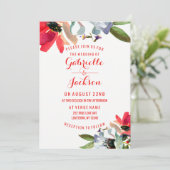 Coral Red Poppy Floral Wedding Invitations (Debout devant)