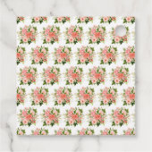 Coral Red Roses with Foliage Bedankjes Labels (Achterkant)