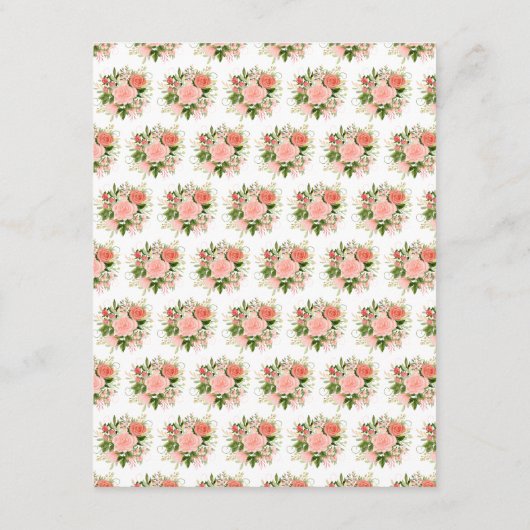 Coral Red Roses with Foliage Informatiekaartje (Achterkant)