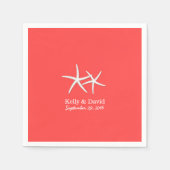 Coral Red Starfish Beach bruiloft Servet (Voorkant)